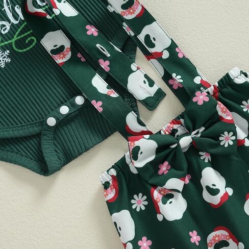 Newborn Baby Girl Christmas Outfit Christmas Tree Print Long Sleeve Romper Suspender Pant Fall Winter Clothes 3Pcs in Saudi Arabia