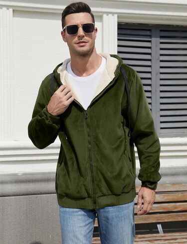 Gihuo Men's Winter Sherpa Lined Hoodie Zip Up Sweatshirt Warm Jacket in Kuwait