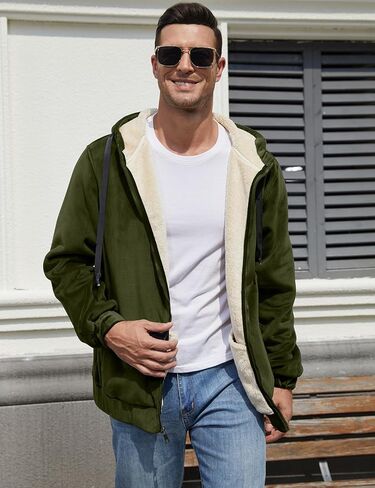 Gihuo Men's Winter Sherpa Lined Hoodie Zip Up Sweatshirt Warm Jacket in Kuwait