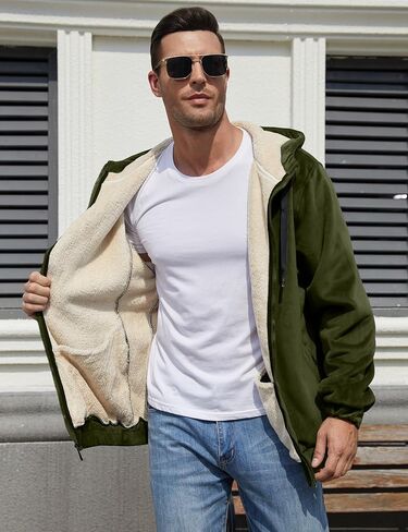 Gihuo Men's Winter Sherpa Lined Hoodie Zip Up Sweatshirt Warm Jacket in Kuwait