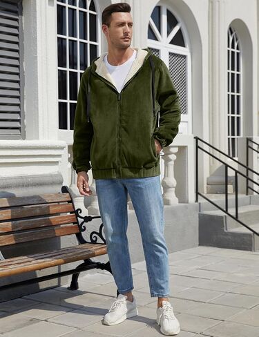 Gihuo Men's Winter Sherpa Lined Hoodie Zip Up Sweatshirt Warm Jacket in Kuwait