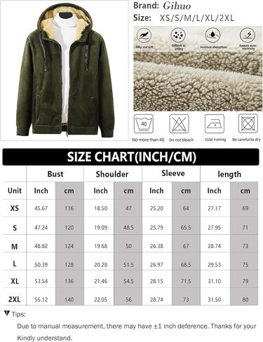 Gihuo Men's Winter Sherpa Lined Hoodie Zip Up Sweatshirt Warm Jacket in Kuwait