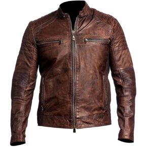 Black Leather Jacket Men - Black Real Lambskin Mens Motorcycle Jacket