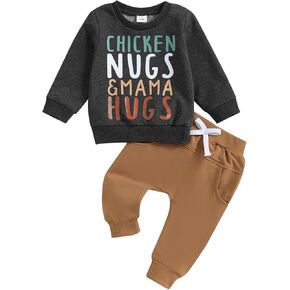 Newborn Baby Boy Farm Clothes Set Long Sleeve Letter Sweatshirts Top with Elastic Jogger Pant Toddler Fall Outfits