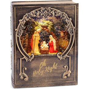 Mermaid Christmas Snow Globe,Christmas Decorations Mermaid Swirling Glitter Book with Warm White LED,3 AA Battery Operated & USB Powered,Christmas Decor for Home