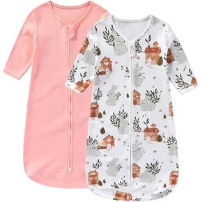 Baby Sleep Sack 2 Pack - Cotton, Long Sleeve, 2-Way Zipper Ultra-Soft & Breathable
