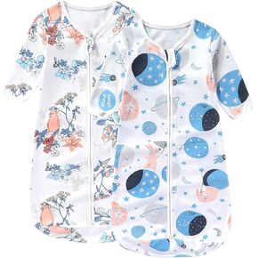 Baby Sleep Sack 2 Pack - Cotton, Long Sleeve, 2-Way Zipper Ultra-Soft & Breathable