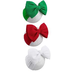 3 Pack 7 "Christmas Big Bows Baby Girls Headbands Red Wide Headband Stretch Newborn Bows Handmade Green Hairbands Christmas Hair Accessories Gifts for Newborn Toddler Infant