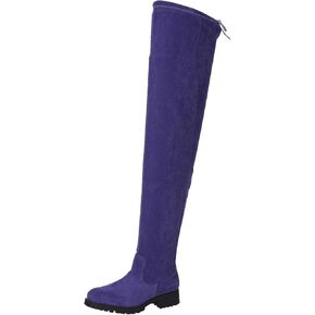 Women's Over The Knee Thigh High Chunky Low Flat Heel Boots Long Stretch Zipper Sexy Fall Fashion Boots Black Red Purple US5-11