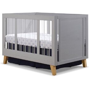Sorelle Furniture Uptown Panel Crib, Modern Wood and Clear Acrylic Baby Crib, Made of Wood and Easy to Clean Acrylic, Non-Toxic Finish, Contemporary Baby Bed-Weathered Gray