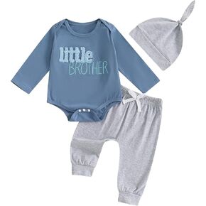 Big Brother Little Brother Matching Outfits Crewneck Long Sleeve Sweatshrt/Romper Long Pant Set Fall Winter Clothes