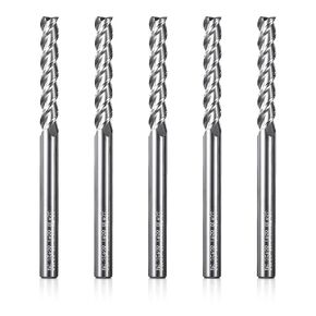 Genmitsu 5pcs End Mills CNC Router Bits, 1/4" Shank CNC Cutter for Milling Machine with 3-Flute Flat Nose Milling Carving Bit Set, 3-1/2" Overall Length, Tool for Aluminum, Metal, Plastic, MDF & Wood
