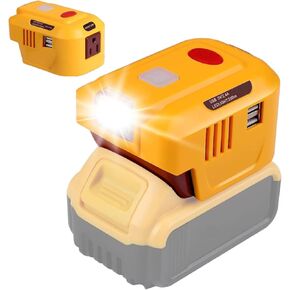 for DeWalt Power Inverter 150W, Convert 20V to 110V Battery Adapter with AC Output Port, LED Light, 2 USB Ports Charging for Tablet Mobile Phone
