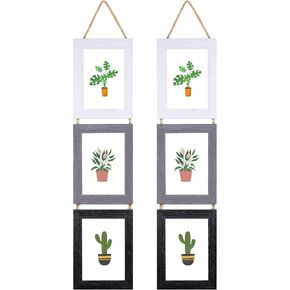 Lavezee 4x6 Collage Triple Picture Frames Set, 6 Opening Hanging Vertical Frame Made to Display 4 by 6 Inch Photo Print for Wall Decor, 3 Colors