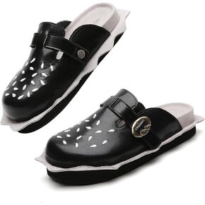 Burger Clogs for Womens Suede Leather Mules Cork Footbed Sandals Comfort Potato Shoes with Arch Support Boston Clogs