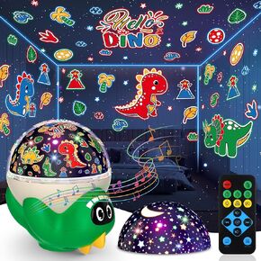 MOKOQI Dinosaur Night Light Projector with Remote Timer Music Lamp Gift Toys for Kids Bedroom,Star Light Projector Dinosaur Toys for Kids 3-7, Birthday Christmas Gifts for Boys Girls