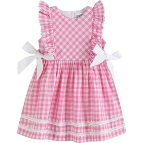 Lil cactus Pink Check Ruffle A-Line Dress, 2T