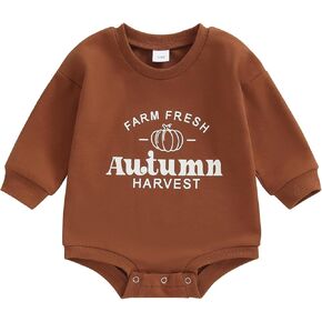 Baby Boy Girl Halloween Pumpkin Letter Sweatshirt Romper Outfit Long Sleeve One Piece Bodysuit Jumpsuit Clothes