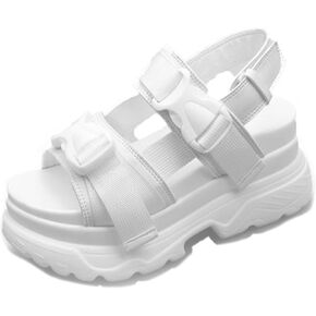 Women's Fish Mouth Slingback Hook Loop Clouds Platform Shaped Sandals Fashion Round Toe Increase Height Non Slip Comfort Wedge Casual Wading Roman Sandals for Beach Party