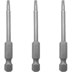 10-Piece Torx Screwdriver Bit Set,TT15 Torx Screwdriver Bit with Hole,1/4 Inch Hex Shank S2 Steel Magnetic 65mm Long Hex Torx Drill Bit(TT15), Silver