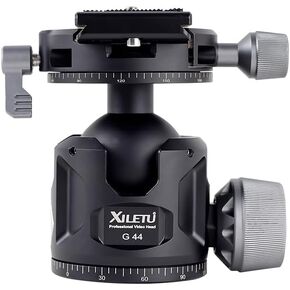 Professional Aluminum Alloy Tripod Ball Head with 44mm Large Ball Diameter Dual Panoramic Damping and Acra-Swiss Base for DSLR Camera Tripods
