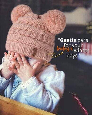 FURTALK Baby Winter Knitted Beanie Hat Soft Warm Pom Poms Toddler Skull Cap | Premium Acrylic & Cozy Ribbed Knit Design, Double-Layer Warmth, Snug Elastic Fit (0-3T), Available Multiple Colors in Kuwait