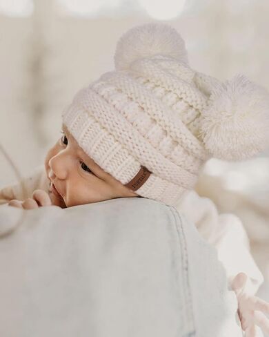 FURTALK Baby Winter Knitted Beanie Hat Soft Warm Pom Poms Toddler Skull Cap | Premium Acrylic & Cozy Ribbed Knit Design, Double-Layer Warmth, Snug Elastic Fit (0-3T), Available Multiple Colors in Kuwait