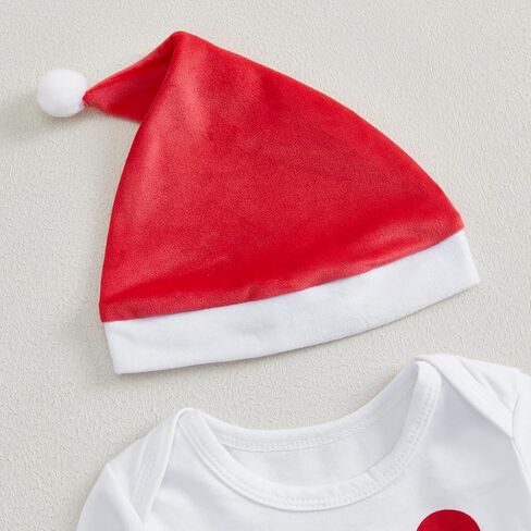 Lamuusaa Newborn Baby Boy Christmas Outfit The Baby Who Stole Christmas Romper Warm Plush Long Pants Xmas Hat Set 0-12M in Saudi Arabia