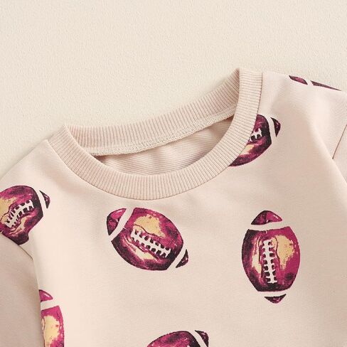 Toddler Baby Boy Girl Two Piece Football Outfit Long Sleeve Crewneck Sweatshirt Pants Rugby Clothes Fall Winter in Saudi Arabia