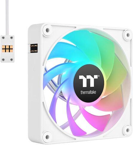 مروحة تبريد Thermaltake CT140 EX ARGB Sync للكمبيوتر الشخصي باللون الأبيض (عبوة من 3 مراوح)، اتصال مغناطيسي، مزامنة اللوحة الأم 5 فولت، 16.8 مليون لون، 9 مصابيح LED قابلة للتحكم، حافظة 140 مم/مروحة مبرد، CL-F191-PL14SW-A in Saudi Arabia