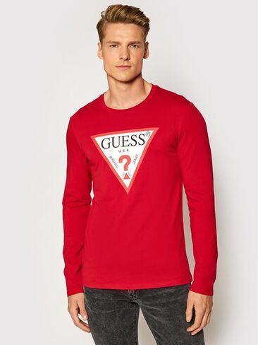 GUESS Men's Crewneck Long Sleeve Original Logo Tee in Saudi Arabia
