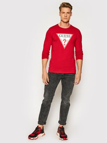 GUESS Men's Crewneck Long Sleeve Original Logo Tee in Saudi Arabia