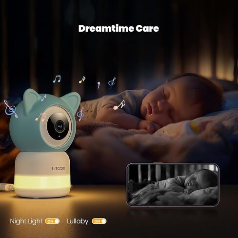 جهاز مراقبة الطفل من ليتوكام، كاميرا فيديو عالية الدقة 4 ميجابكسل للأطفال مع رؤية ليلية، التهويدات، كشف البكاء، كشف الحركة، مستشعر درجة الحرارة والرطوبة، التحدث في اتجاهين، التحكم في التطبيق in Kuwait