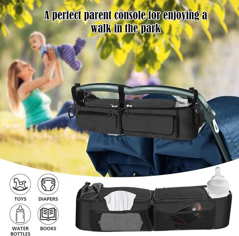 منظم عربة الأطفال المزدوج متوافق مع BOB Duallie، منظم عربة الأطفال المزدوج متوافق مع عربة الأطفال المزدوجة Baby Jogger City Mini GT2، وحدة تحكم الوالدين وحامل أكواب معزول وحقيبة تبريد in Kuwait