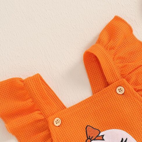 Infant Newborn Baby Girl Halloween Outfits Cute Ghost Embroidery Ruffle Sleeve Romper Headband Waffle Clothes Set in Saudi Arabia