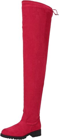 Women's Over The Knee Thigh High Chunky Low Flat Heel Boots Long Stretch Zipper Sexy Fall Fashion Boots Black Red Purple US5-11 in Kuwait