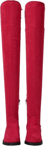 Women's Over The Knee Thigh High Chunky Low Flat Heel Boots Long Stretch Zipper Sexy Fall Fashion Boots Black Red Purple US5-11 in Kuwait