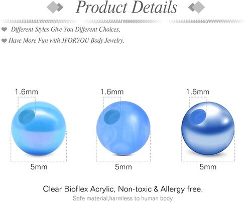 JFORYOU استبدال كرات لثقب 14G مجوهرات الجسم ثقب أجزاء لحلقات الحلمة حلقات اللسان الحديد الصناعية حلقات زر البطن in Kuwait