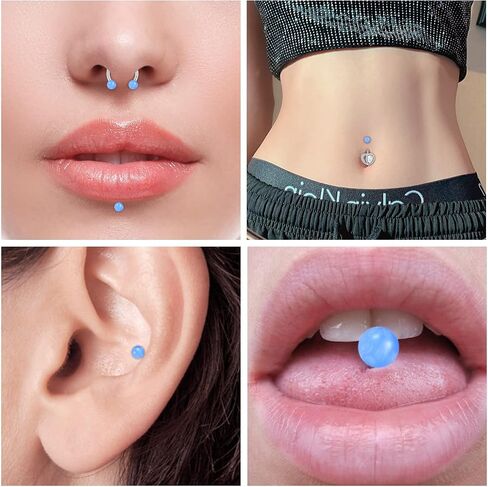 JFORYOU استبدال كرات لثقب 14G مجوهرات الجسم ثقب أجزاء لحلقات الحلمة حلقات اللسان الحديد الصناعية حلقات زر البطن in Kuwait