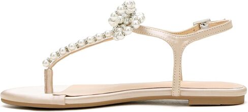 Women T-Strap Thong Sandals with Pearl Roman Style Flats with Bow,Bohemian Casual Beach Slingback Flat Sandals in Saudi Arabia