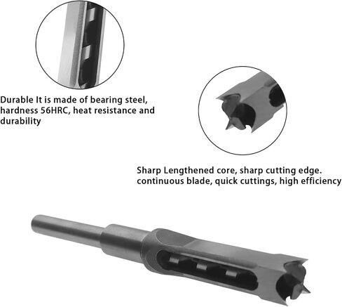 Square Hole Drill Bits Woodworking Square Drill Bits Set，SAFYY Wood Mortising Chisel Countersink Bits，Sharp Hardness Durable Steel Square Hole Drill Bits Set for Woodworking-18mm in Kuwait