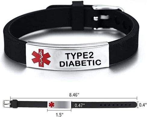 DWJSu Silicone Medical Alert ID Bracelets Adjustable Sport Emergency Waterproof ID Alert Bracelets for Women Men in Saudi Arabia
