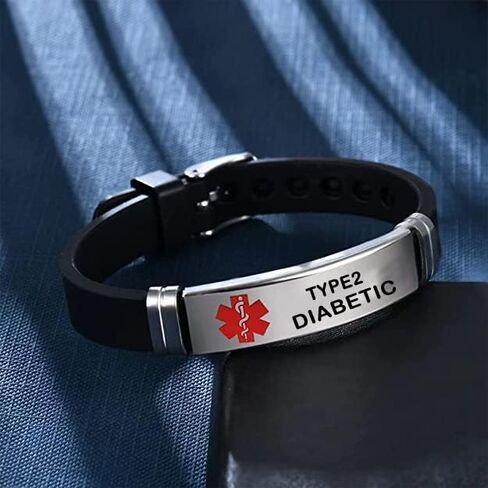 DWJSu Silicone Medical Alert ID Bracelets Adjustable Sport Emergency Waterproof ID Alert Bracelets for Women Men in Saudi Arabia