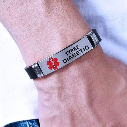 DWJSu Silicone Medical Alert ID Bracelets Adjustable Sport Emergency Waterproof ID Alert Bracelets for Women Men in Saudi Arabia
