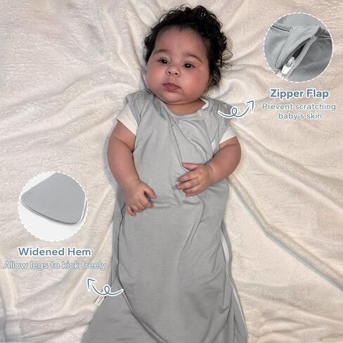 SIMYJOY Summer Sleep Sack 0-6 Months, 0.5 TOG Rayon Made From Bamboo Sleep Sack Lightweight Soft Toddler Wearable Blanket, Classic Gray in Saudi Arabia