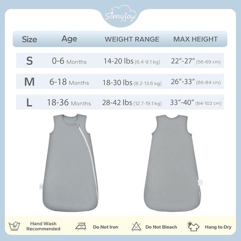 SIMYJOY Summer Sleep Sack 0-6 Months, 0.5 TOG Rayon Made From Bamboo Sleep Sack Lightweight Soft Toddler Wearable Blanket, Classic Gray in Saudi Arabia