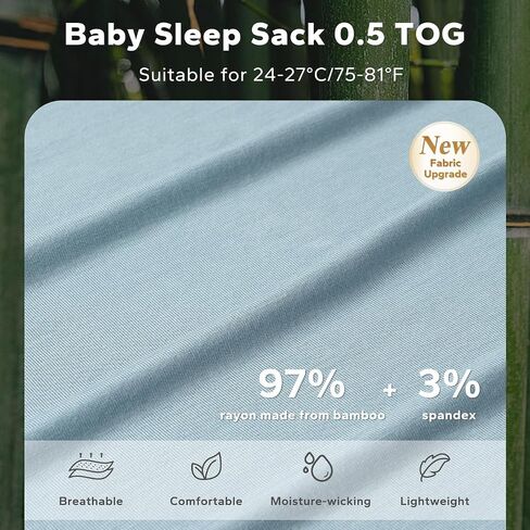 SIMYJOY Summer Sleep Sack 0-6 Months, 0.5 TOG Rayon Made From Bamboo Sleep Sack Lightweight Soft Toddler Wearable Blanket, Classic Gray in Saudi Arabia