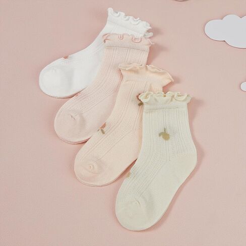 American Trends Baby Girls Socks Toddler Anti Slip Non Socks Cotton Little Girls Frilly Dress Socks Crew Socks in Saudi Arabia
