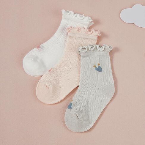 American Trends Baby Girls Socks Toddler Anti Slip Non Socks Cotton Little Girls Frilly Dress Socks Crew Socks in Saudi Arabia