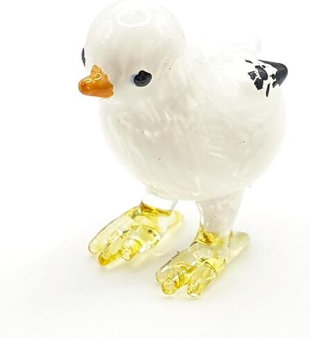WitnyStore Tiny 2" High Yellow Brown Sitting Rooster Figurine - Miniature Hand Blown Painted Glass Chicken Hen Chicks Fowl Birds Crystal Animals Decorative Collectible Figurines Home Décor Gifts in Saudi Arabia